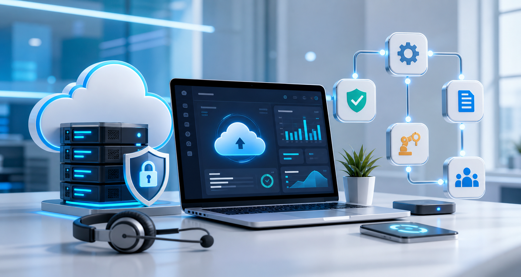 Secure cloud backup automation and support visual